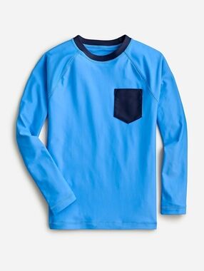J. Crew Long‑Sleeve Blue Rash Guard with Contrast Pocket